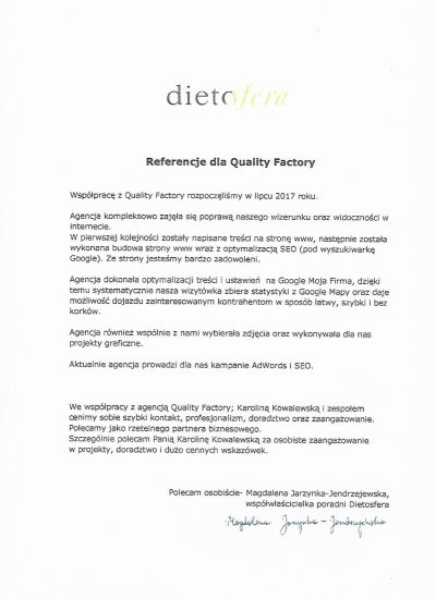 dietosfera referencje quality factory page